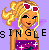Pixelated image of a blonde female character with heart-shaped sunglasses, purple background, and 'SINGLE' text overlay.