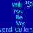 Pixelated cyan text on dark blue background with a heart symbol, showing partial text fragments and a name.