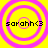 Four identical pixelated icons arranged in a , each featuring a yellow background with pink concentric circles and black text reading "sarahh<3"