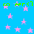 Blue background with scattered pink stars and green text reading 'colleen<3' repeated twice.