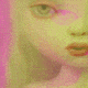 Four pixelated show a doll's face with varying color filters and facial expressions, each displaying distinct eye, nose, and mouth configurations