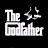 Pixelated black-and-white image of 'The Godfather' text with a stylized gun and bullet graphic on the right side.