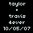 Two identical pixelated text displays on black background with white characters showing names, a plus sign, and date.