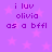 Purple background with pink stars and pixelated text reading "i luv olivia as a bfll" in two identical sections.