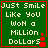Green background with red border displays text 'Just Smile Like You Won a Million Dollars' and red pixelated symbol.
