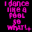 A static image displays repeated text in bright pink pixelated font on a black background, with variations of punctuation and symbols at the end of each line.