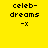 Yellow background with black text 'celeb-dreams -x' and pink rectangular overlays in different positions across frames.