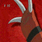 Animated sequence of a red and white mecha with silver claws, transitioning through multiple poses against a solid red background.