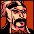 Pixelated 50x50 static buddy icon featuring a stylized character with pink hair, black facial features, and red background elements on a transparent canvas.