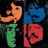 Four pixelated faces in a on dark background with green lower-left section; blue and red sections below, right of orange face. Text reads "BEATLES ROCK !!!!!!!" on solid green background