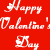 Red background with 'Happy Valentine's Day' text and a heart icon in white, pink, purple, and gray color variations.