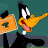 A 4-frame animated contact sheet showing a cartoon duck character holding signs with text, transitioning between different sign designs and poses against a teal background.
