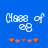 Blue background with white pixelated text 'Class of 08' and orange/purple star-like symbols below, showing animation changes in symbol colors.