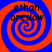 Four identical spiral patterns with alternating red and blue colors, each containing the text 'ethan breslow' in black font.