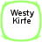 Four identical square icons with rounded corners, each containing the text "Westy Kirfe" in black pixelated font on a white background, bordered by a bright green outline.
