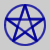 Blue pentagram inside a circle on light gray background, static single-frame icon with pixelated edges and no visible text or additional elements.