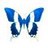 Static blue butterfly-shaped icon with gradient shading on a white background, rendered in low-resolution pixel art style.