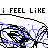 nine pixelated icons with black scribbled outlines and colored fills, each displaying "i FEEL LIKE" text above