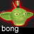 Green pixelated character with large ears and a red glow, displayed in a with text labels beneath each instance