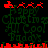 Pixelated holiday-themed animation with red Santa sleighs and reindeer above green text reading 'Happy Christmas All Cool Bad Boys' on black background.