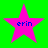 Four pink star-shaped icons with blue text 'erin' on a bright green background, arranged in a
