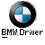 Pixelated circular logo with blue and white quadrants inside a black ring, below which reads 'BMW Driver' in blocky text on gray background.