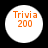 Four identical circular white icons with orange text "Trivia 200" on black background, arranged in a two-by-two