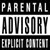 A black-and-white pixelated image featuring a Parental Advisory Explicit Content label and the text "up yours" in stylized fonts.