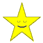 Six yellow star-shaped icons with blue outlines arranged in two , each displaying distinct facial expressions including closed eyes, open eyes, and a pink mouth