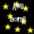 Black background with scattered yellow stars and repeated white text reading 'Awe' and 'bomb' in a pixelated style.