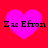 Four identical pink hearts on red background with black text 'Zac Efron' overlaid, each heart slightly pixelated.