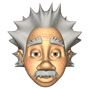 Pixelated cartoon head with spiky gray hair, mustache, and orange cheeks in nine distinct facial expressions including closed eyes, tongue out, and varied mouth shapes.
