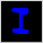 Animated contact sheet of a 3x3 grid showing sequential frames of the phrase "I love you!!!" in blue and white pixelated text on black background with blue borders.