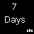 Black background with white text displaying '7 Days' and pixelated noise patterns in various sections.