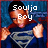 A person in a blue Superman costume with a gray 'S' shield pulls at the collar, showing text overlays that change across frames.