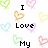 Pixelated text and colorful heart shapes on a white background with partial gray overlay.