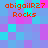 Pixelated of cyan, purple, and pink squares with red text reading 'abigailR27' above 'Rocks' in four identical sections