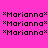 Pixelated text displays "*Marianna*" in black on a bright pink background with alternating light pink highlights across and