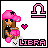Pixel art contact sheet showing two frames of an animated Libra zodiac-themed buddy icon with a pink-hatted character and heart symbol.