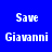 Blue background with white pixelated text reading "Save" above "Giovanni" in four identical arranged in a