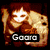 Pixelated anime-style icon with fiery background and 'Goara' text, a character with brown hair holding an object near mouth, and pink-haired figure with red 'HOT!!!' text.