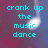 Pixelated cyan text on a gradient background with a white musical note icon, displaying phrases about music and dancing.