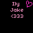 Pixelated pink text and symbols on black background, showing 'Ily', 'Joke', '(333)', and a heart symbol in two side-by-side views.