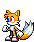 Pixel art of a fox-like character in nine poses showing movement from left to right across three