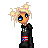 Pixel art character with blonde hair and blue eyes wearing a black hoodie with red/white/blue stripes, standing against white background on left side of contact sheet; purple text reads "My Imaginary Friends Think You Have Serious mental problems" on dark background.