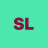 A static image with a solid teal background featuring two large maroon letters 'SL' in the center.