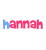 A 3x2 contact sheet of six animated frames showing the name "hannah" in pink and blue pixelated text with shifting color emphasis across frames.