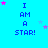 Blue background with repeated text "I AM A STAR!" in dark blue, surrounded by pink and light blue stars in various positions.