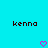 Pixelated text 'kenna' appears twice on a cyan background with two pink heart icons below.