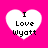 Four white heart-shaped icons with black text "I Love Wyatt" on a bright pink background, arranged in a